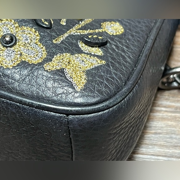 Coach Black Leather Floral Nolita 19 - Picture 3 of 13